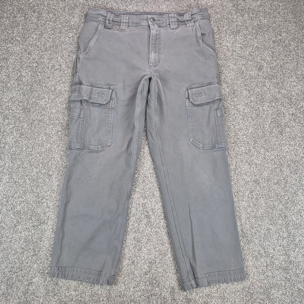 Duluth Trading Flex Fire Hose Cargo Pants Mens 35x30 Gray Relaxed Fit Workwear
